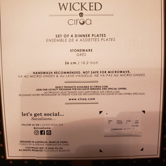 Ciroa Wicked Skull Ceramic Dinnerware - Picture 3 of 3